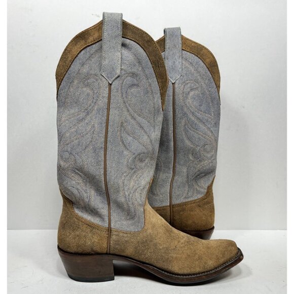 Rios of Mercedes Kemo Sabe Western Cowboy Boots Blue Jean Roughout Womens Sz 7.5 - Picture 6 of 13